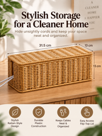 Woven Rattan-Style Plastic Cable Management Box