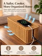 Woven Rattan-Style Plastic Cable Management Box
