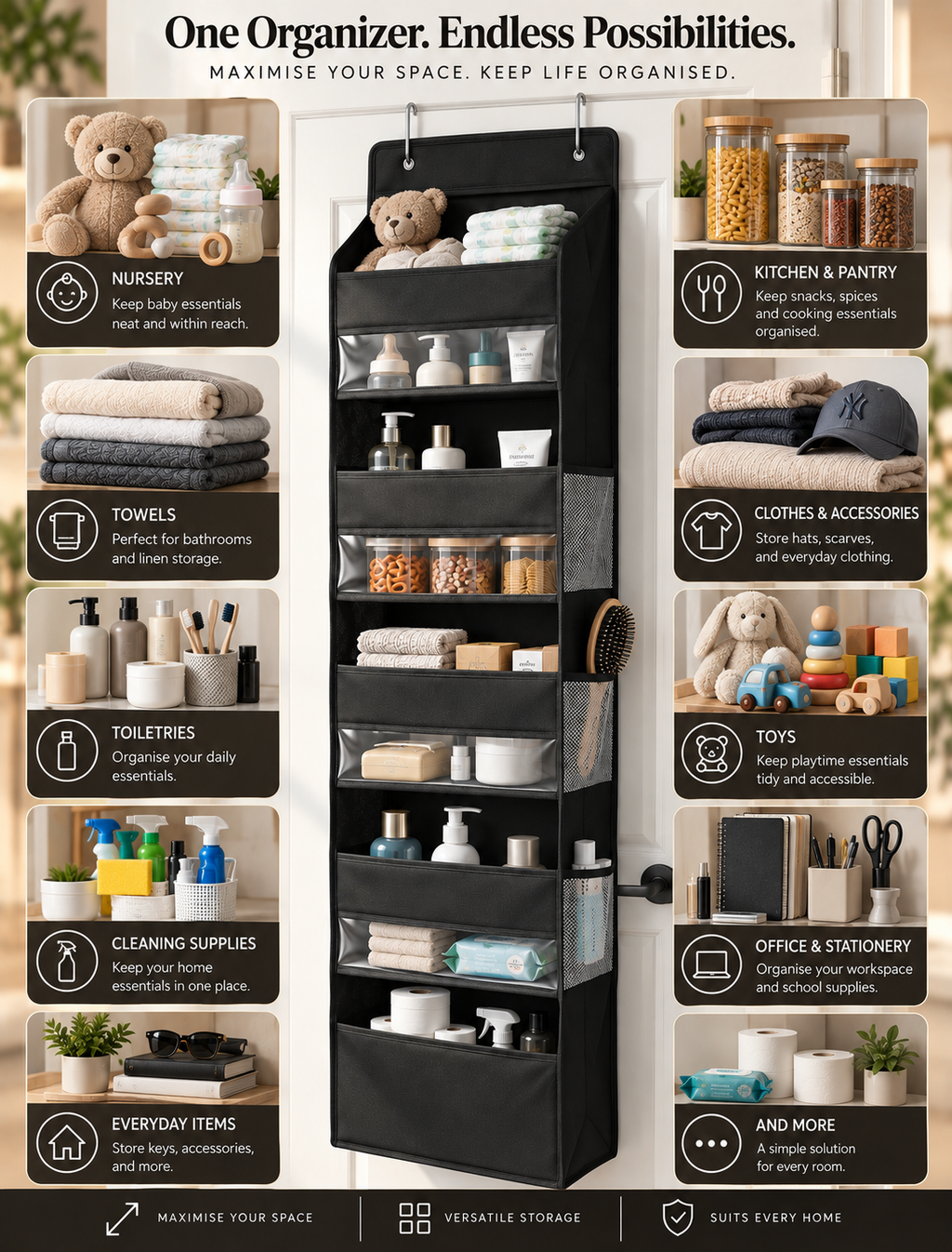 Over-the-Door Hanging Shelf Organizer